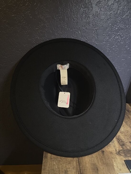 Free People Black Kimi Rancher Hat Geometric Hat Band NEW with Tags $68 MSRP main image 8